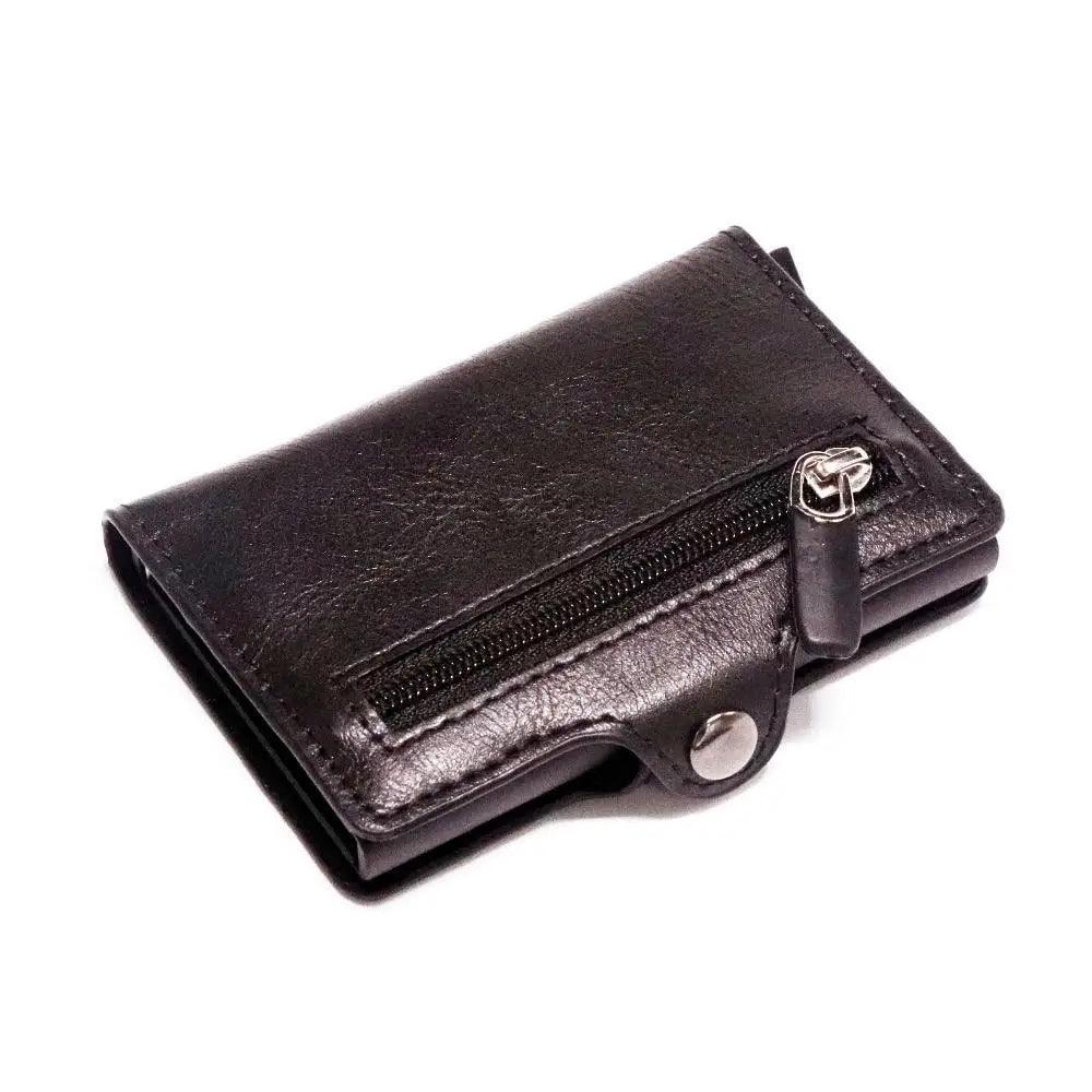 Classic Multifunction Automatic Aluminum Alloy Leather Credit Card Holder Retro New Pop-Up Card Ejector Business Wallets For Men