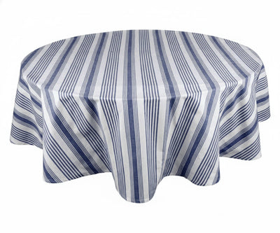 Striped Round Tablecloth - Navy