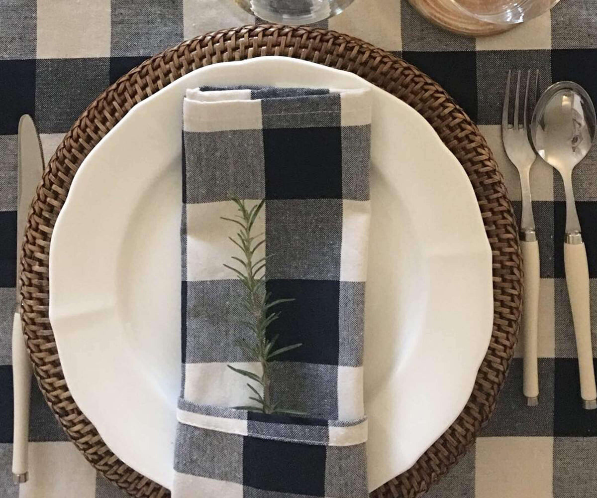 Navy Blue Plaid Napkins