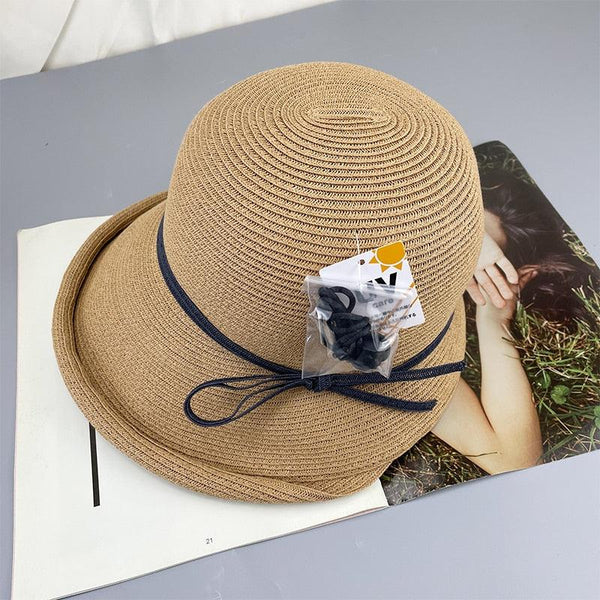 Classic Style Straw Hat Women Foldable Traveling Summer Women's Big Sun Hat Vintage Design Wide Side Straw Hat Female Summer Beach Hat Holiday Party Cap 56-58CM