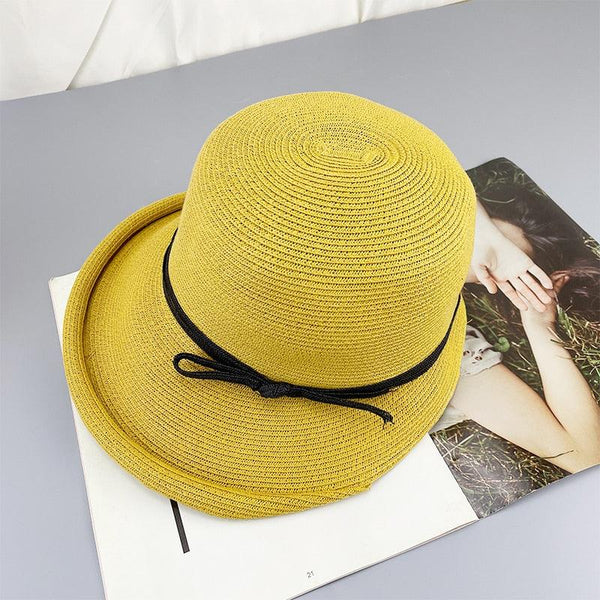 Classic Style Straw Hat Women Foldable Traveling Summer Women's Big Sun Hat Vintage Design Wide Side Straw Hat Female Summer Beach Hat Holiday Party Cap 56-58CM