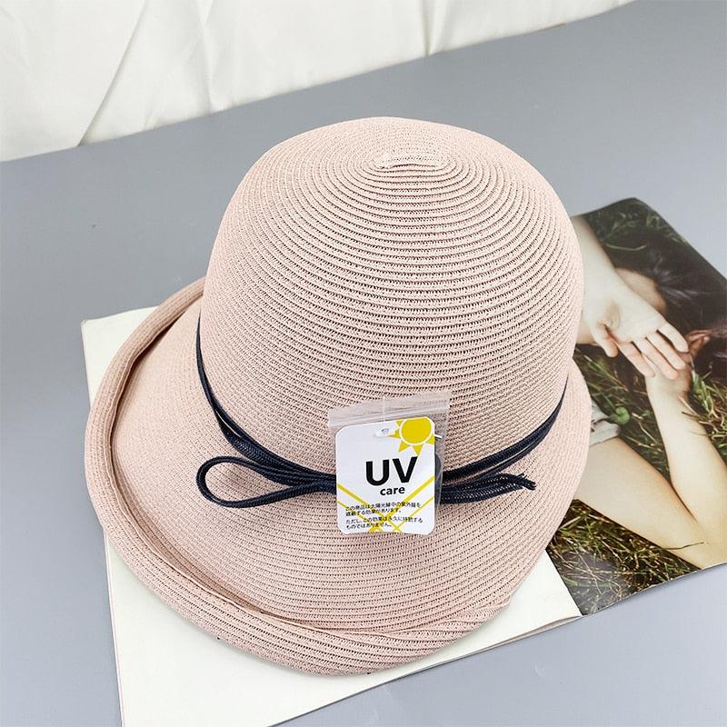 Classic Style Straw Hat Women Foldable Traveling Summer Women's Big Sun Hat Vintage Design Wide Side Straw Hat Female Summer Beach Hat Holiday Party Cap 56-58CM