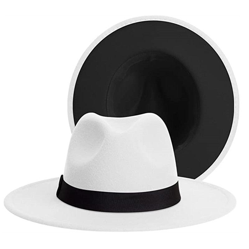 Classic Wide Brim Fedora Hat Men Women Two Colors Fedora Hats Cowboy Hat White Blue Belt Beautiful Design Soft Unisex Party Formal Hat 56-58CM