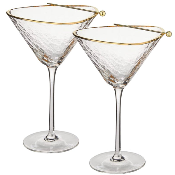 Clear Hammered Martini & Cocktail Glasses