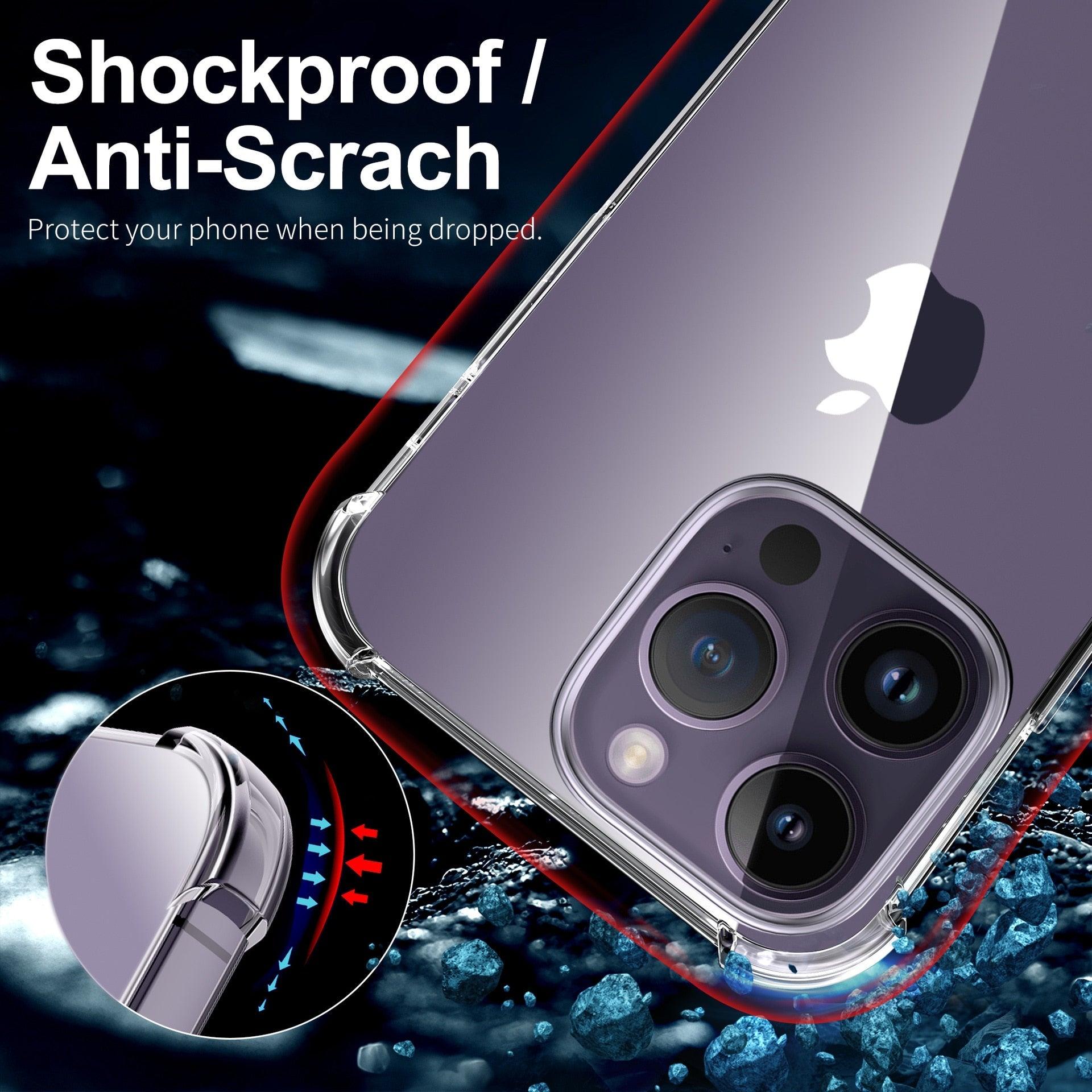 Clear Shockproof Phone Case For iPhone 14 13 12 11 Pro Max X XR XS Max Lens Protection Case on iPhone 11 12 13 14 Pro Back Cover Protection Non-Yellowing Shockproof Phone Case for iPhone