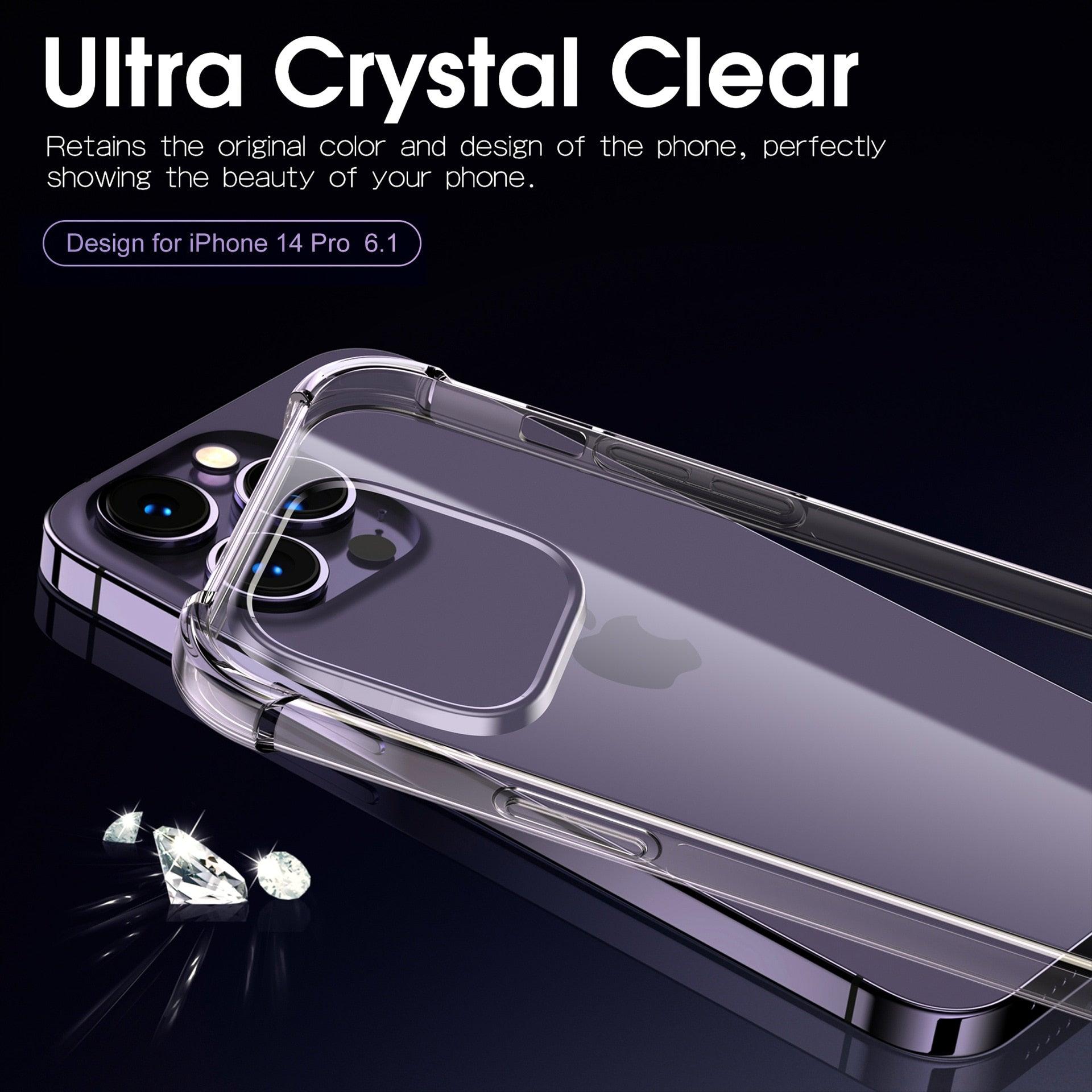 Clear Shockproof Phone Case For iPhone 14 13 12 11 Pro Max X XR XS Max Lens Protection Case on iPhone 11 12 13 14 Pro Back Cover Protection Non-Yellowing Shockproof Phone Case for iPhone