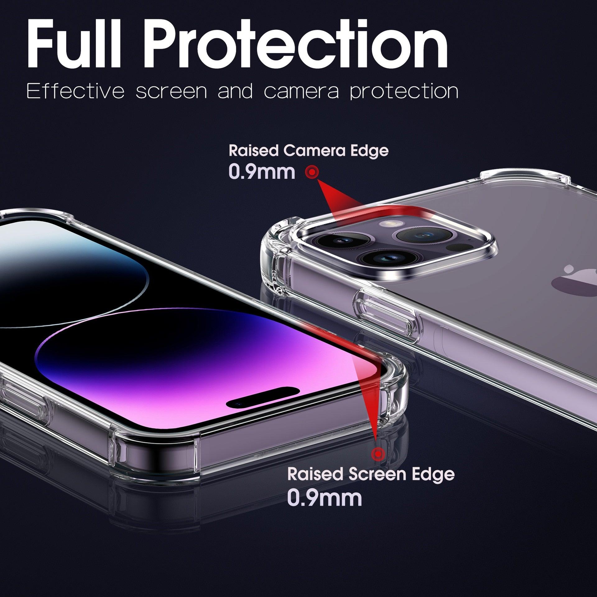 Clear Shockproof Phone Case For iPhone 14 13 12 11 Pro Max X XR XS Max Lens Protection Case on iPhone 11 12 13 14 Pro Back Cover Protection Non-Yellowing Shockproof Phone Case for iPhone