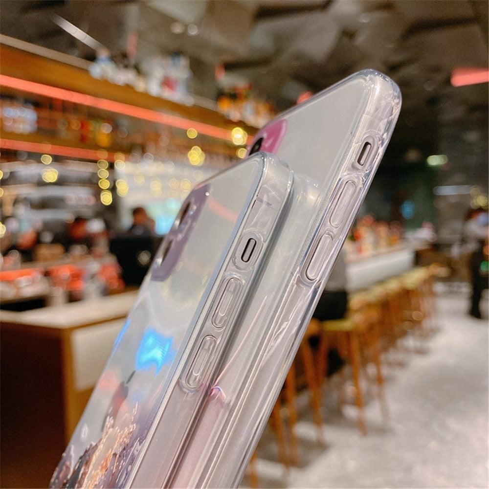Clear Watercolor Marble Texture Phone Case For iPhone 11 Pro Max 11 Mini X XR XS Max 7 8 6s Plus Soft Back Cover Gold-Plated Silicone Mobile Phone Case Bumper Scratch-Resistant Protective Case