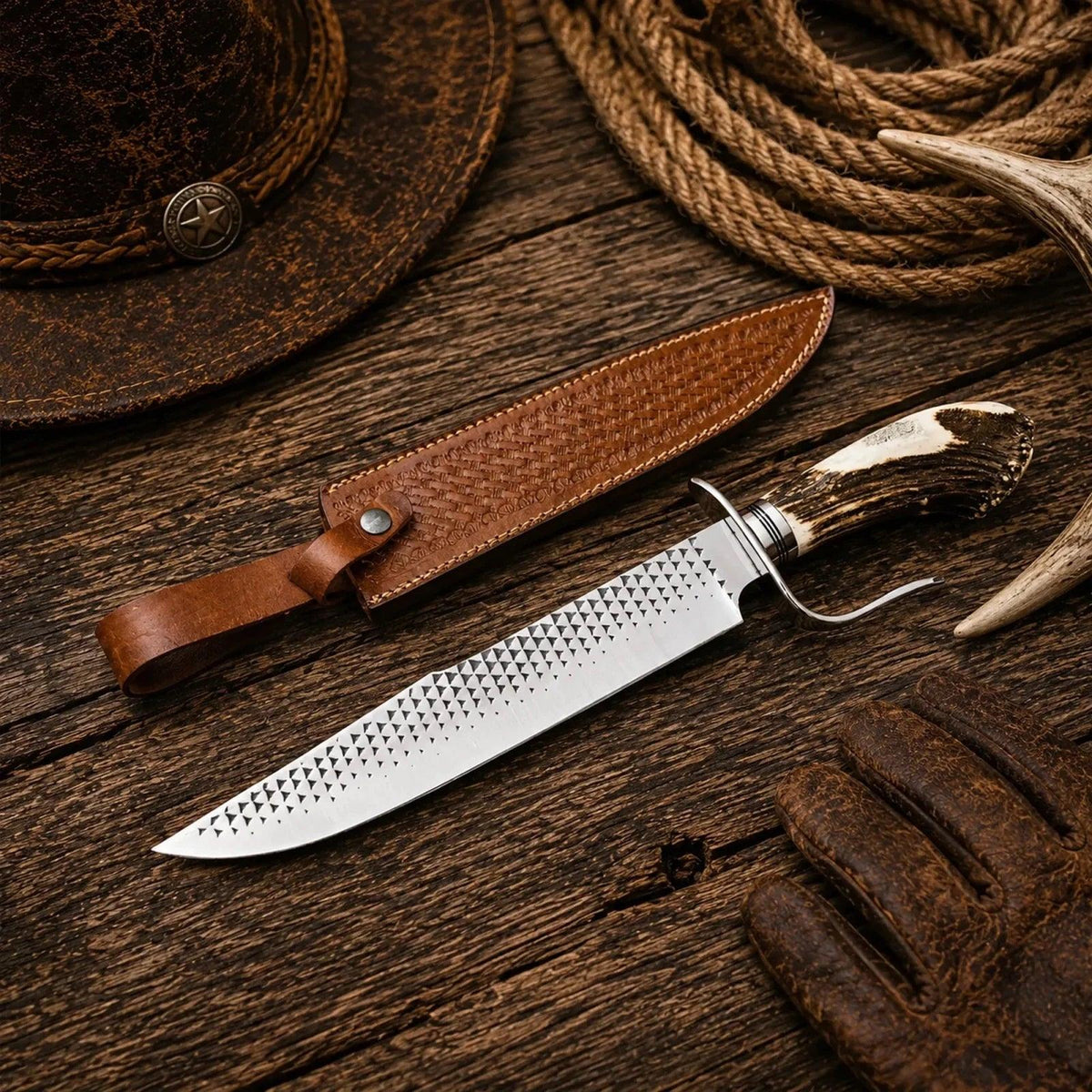 Clip Point Farrier Rasp Hunting Bowie Knife – 16