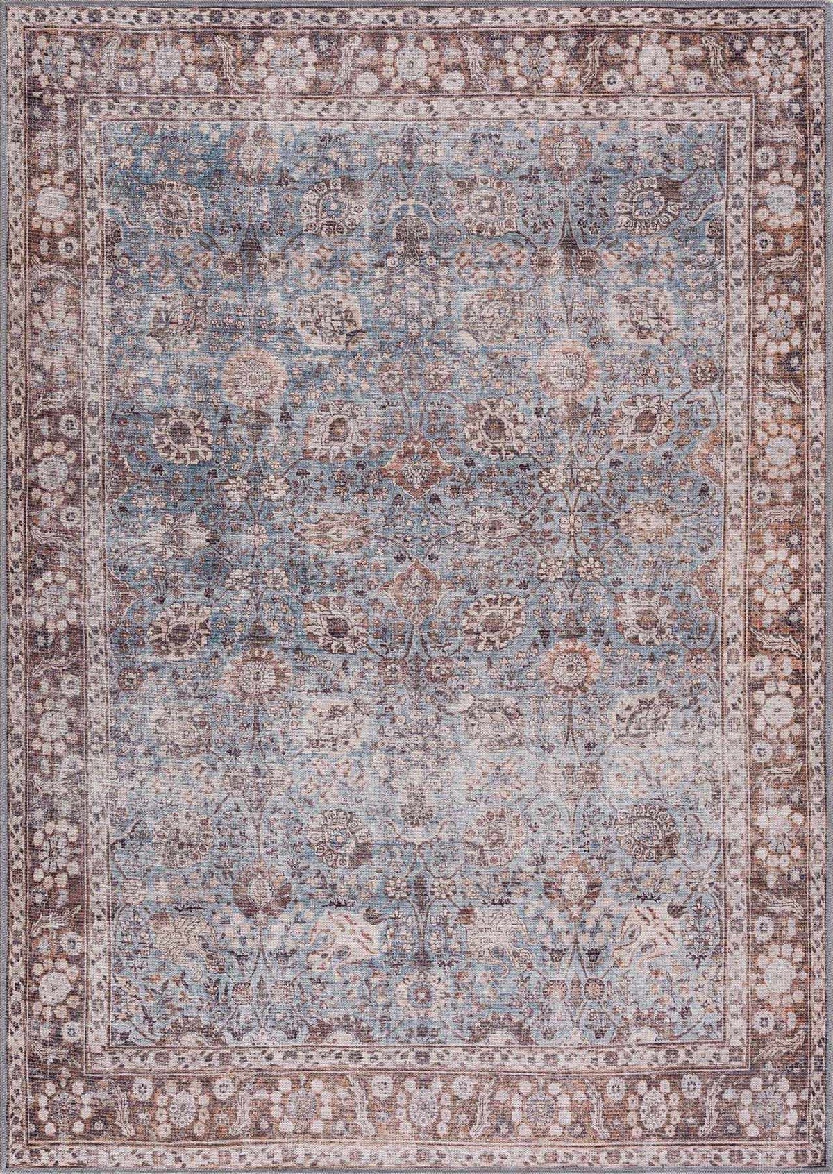 Dauis Blue Persian Style Washable Rug - Clearance