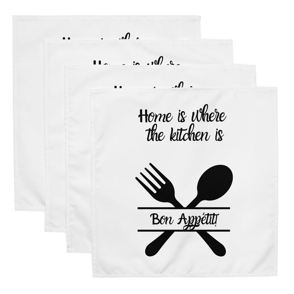 Home is Where the Kitchen Is Cloth Napkins, Kitchen Decor, Personalized Napkins, Dining Table Accessories, Housewarming Gift