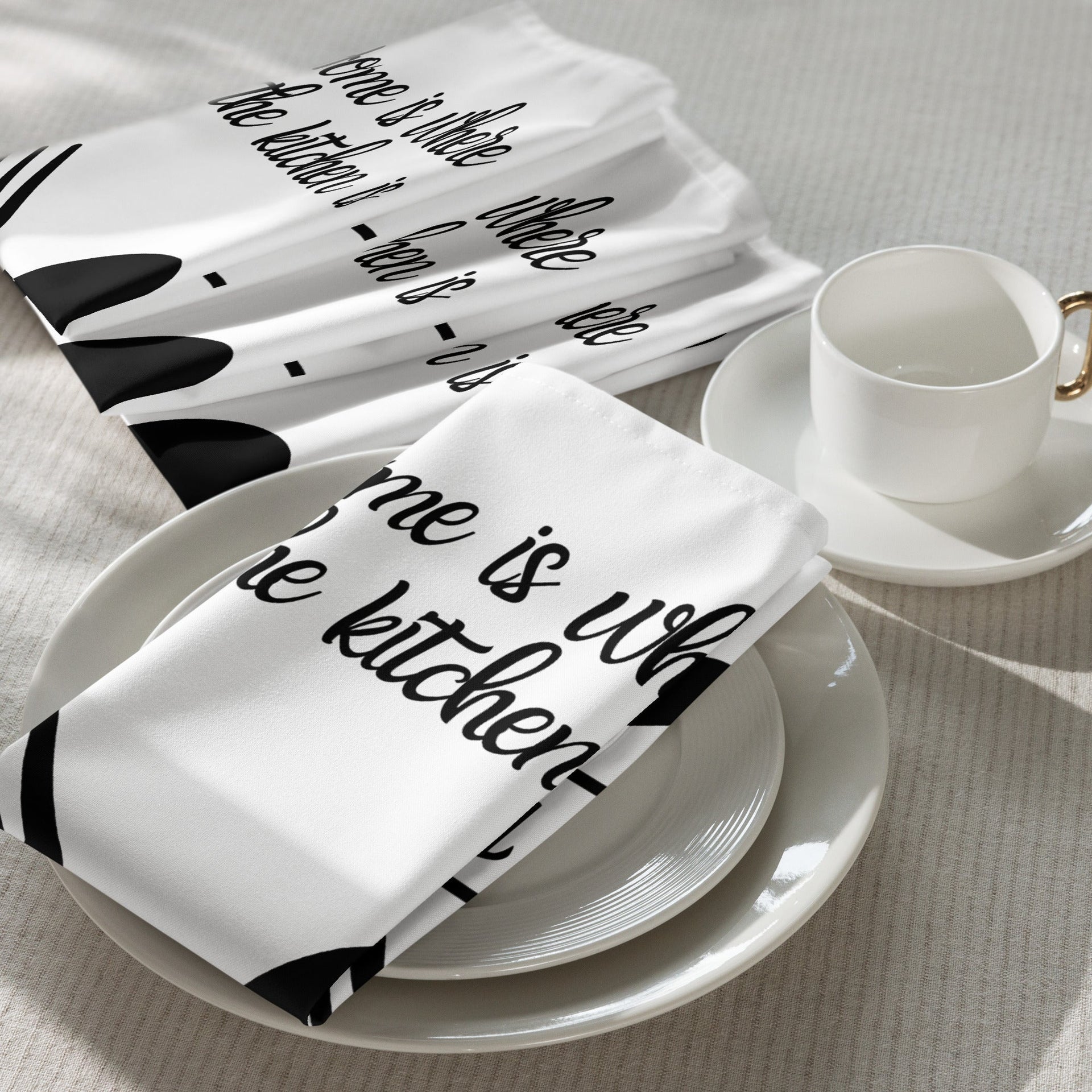 Home is Where the Kitchen Is Cloth Napkins, Kitchen Decor, Personalized Napkins, Dining Table Accessories, Housewarming Gift