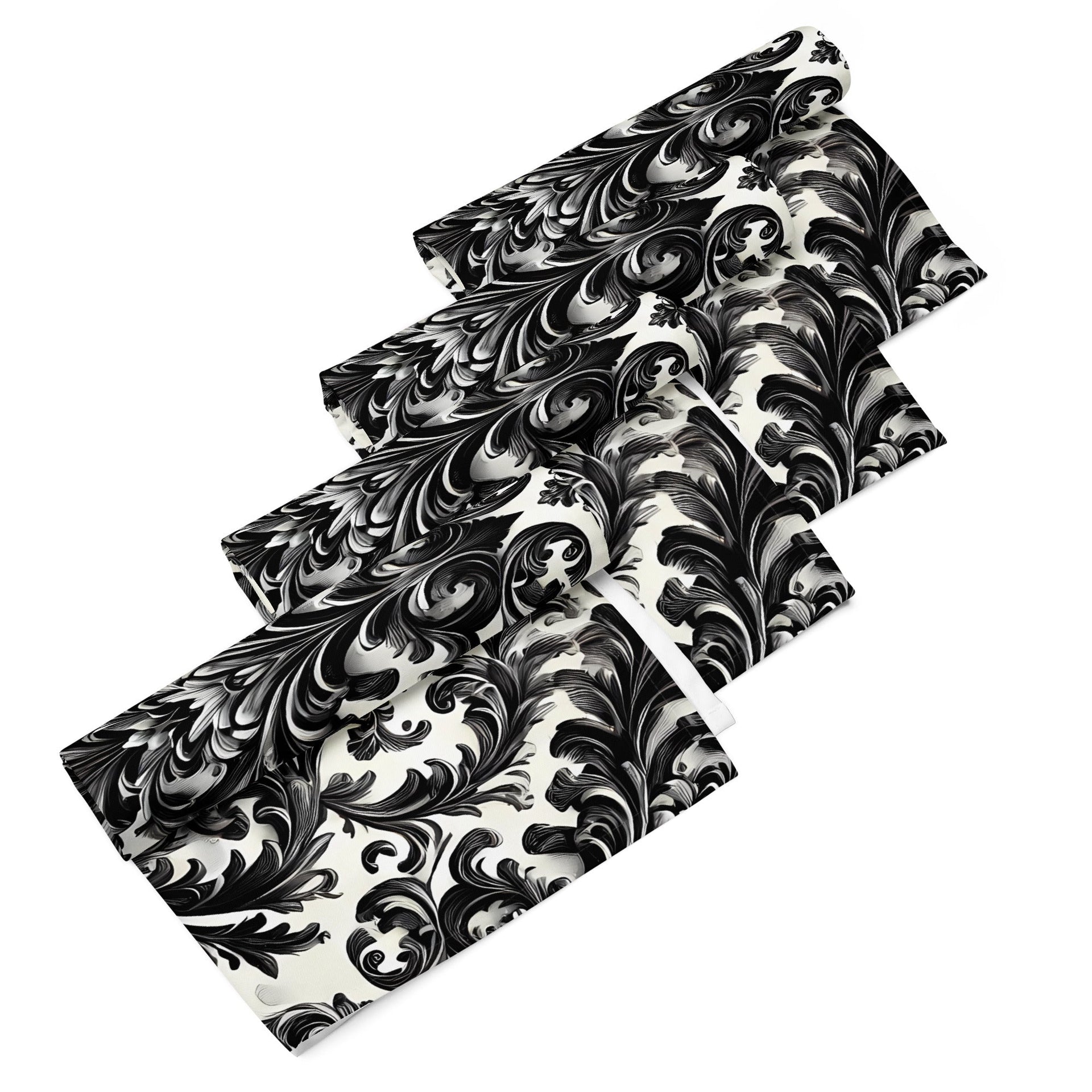 Black and White Damask Cloth Napkin Set - Elegant Reusable Fabric Napkins for Dining, Wedding, and Home Décor