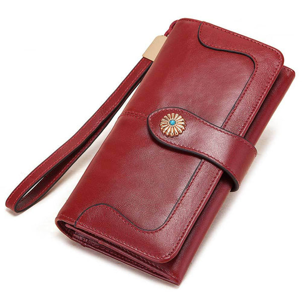 Clutch Bag RFID Anti-Magnetic Anti-Theft Brush Ladies Long Wallet Mobile Phone Bag Leather Wallet Coin Pocket