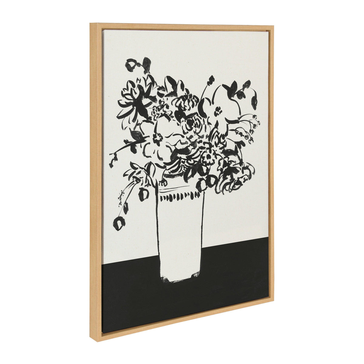 Sylvie 1043 Black and White Vase Framed Canvas by Teju Reval of SnazzyHues