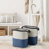 Coastal Blue and Natural Woven Storage Baskets with Handles (Set of 2)