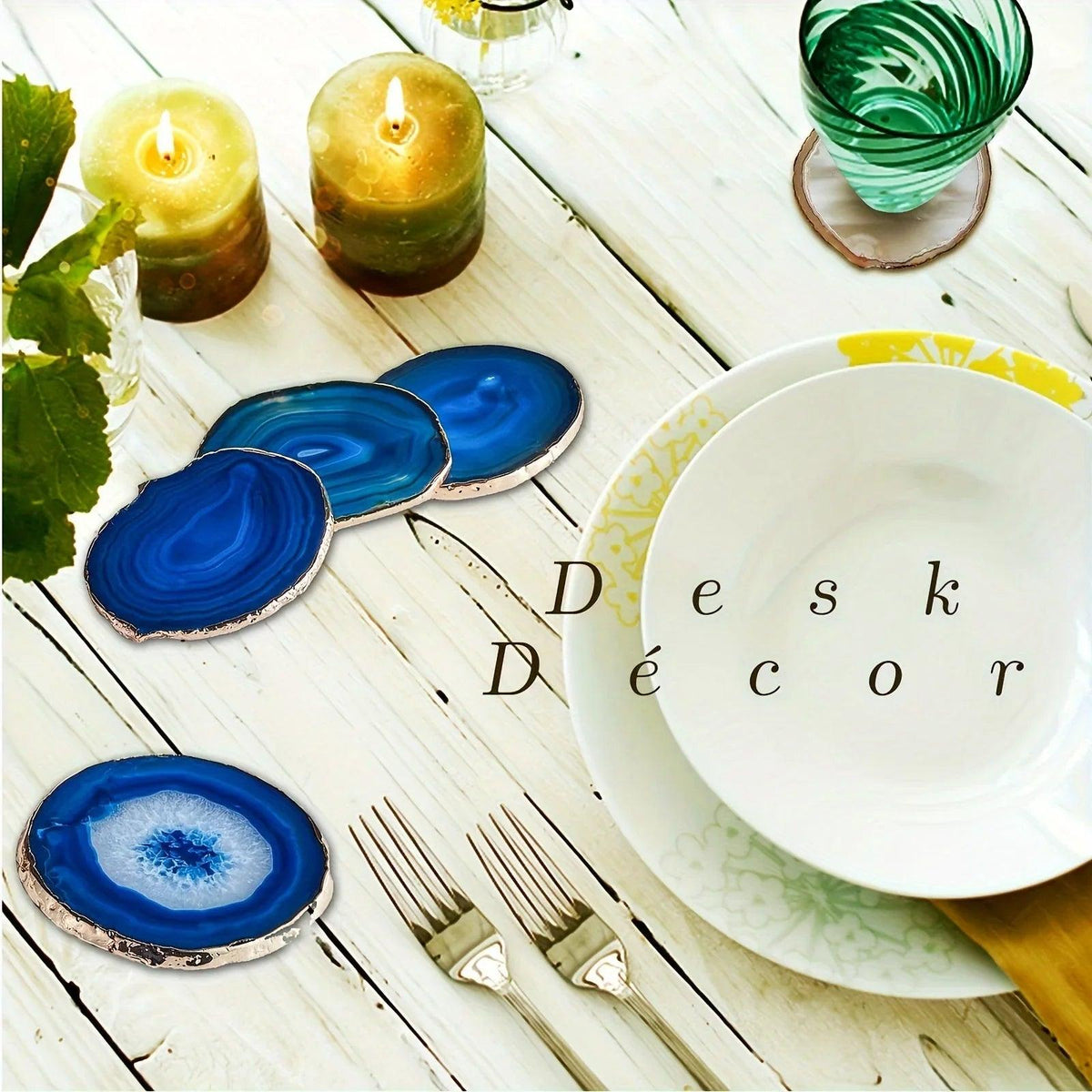 Coasters - Decorative Blue Agate 2pcs