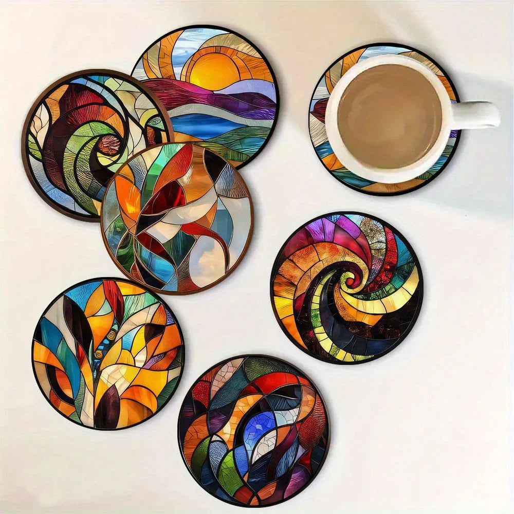 Coasters - Decorative Wood Set