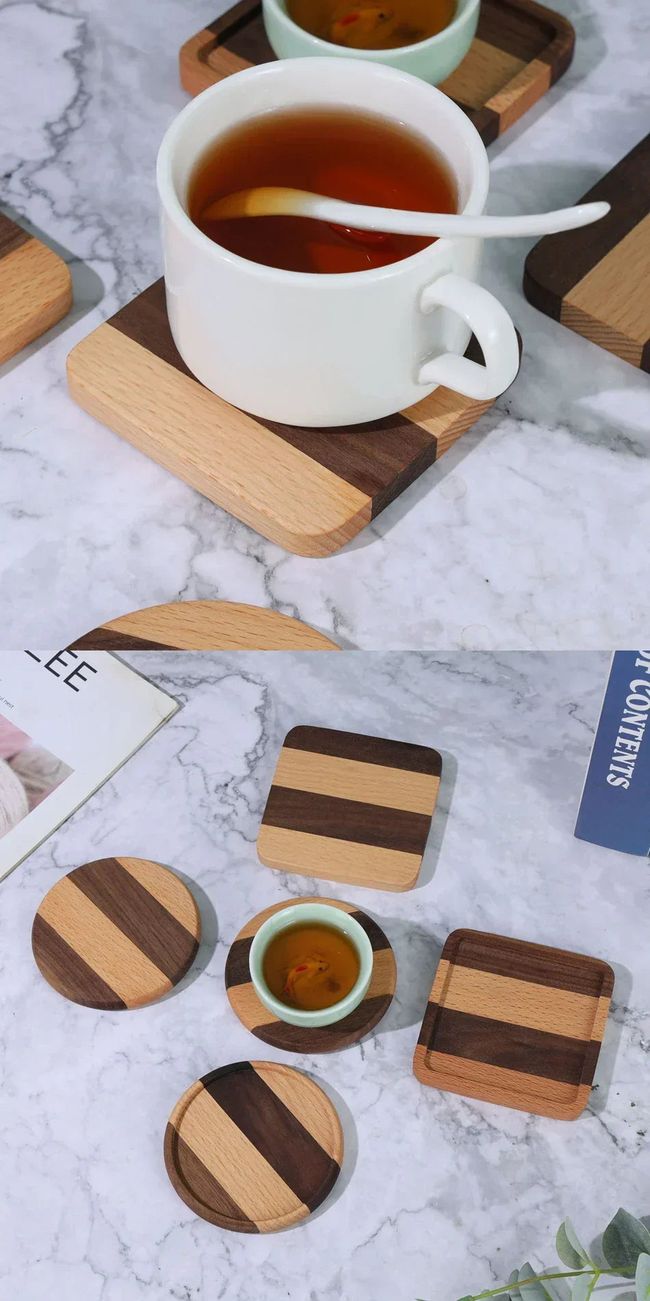 Coasters - Heat Resistant Walnut Wood Square