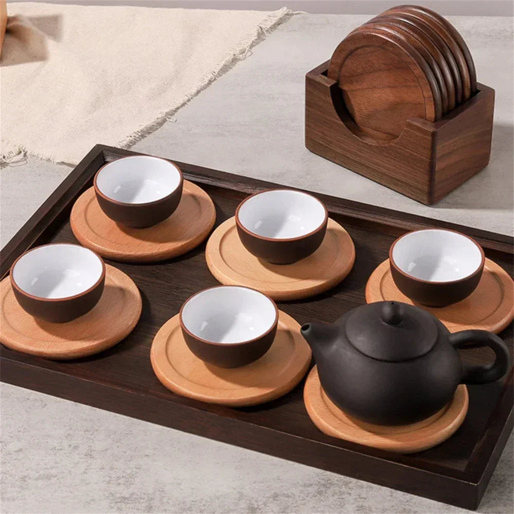 Coasters - Insulated Walnut Wood Round