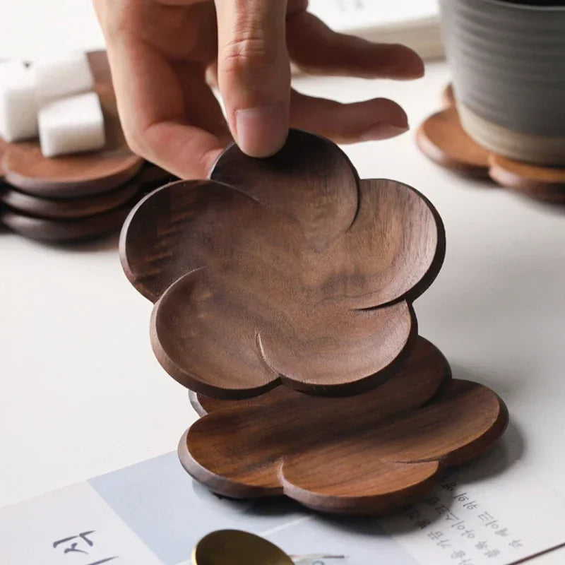 Coasters - Wooden Black Walnut Petal