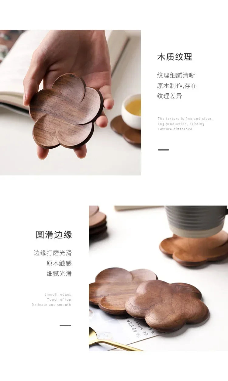 Coasters - Wooden Black Walnut Petal