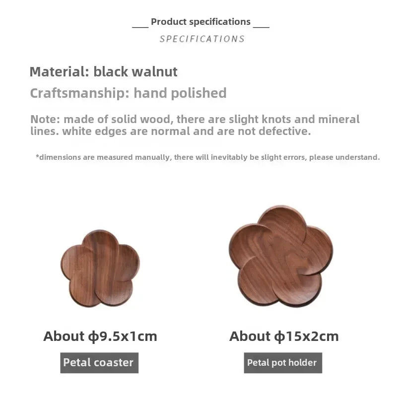 Coasters - Wooden Black Walnut Petal