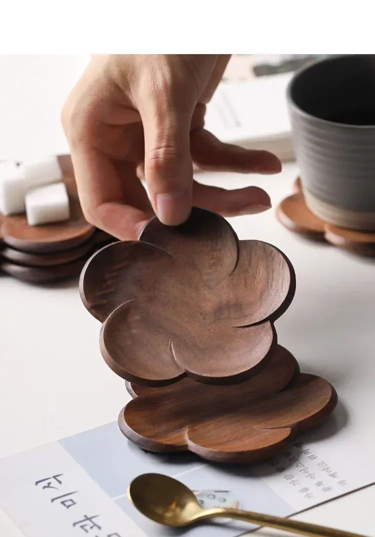 Coasters - Wooden Black Walnut Petal