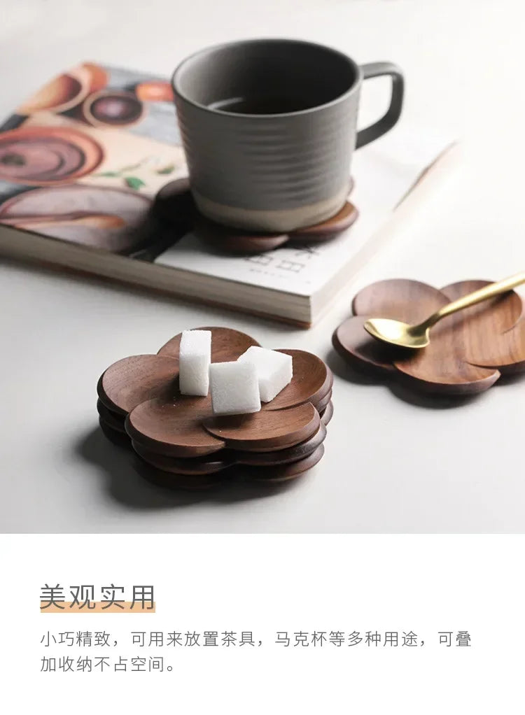 Coasters - Wooden Black Walnut Petal