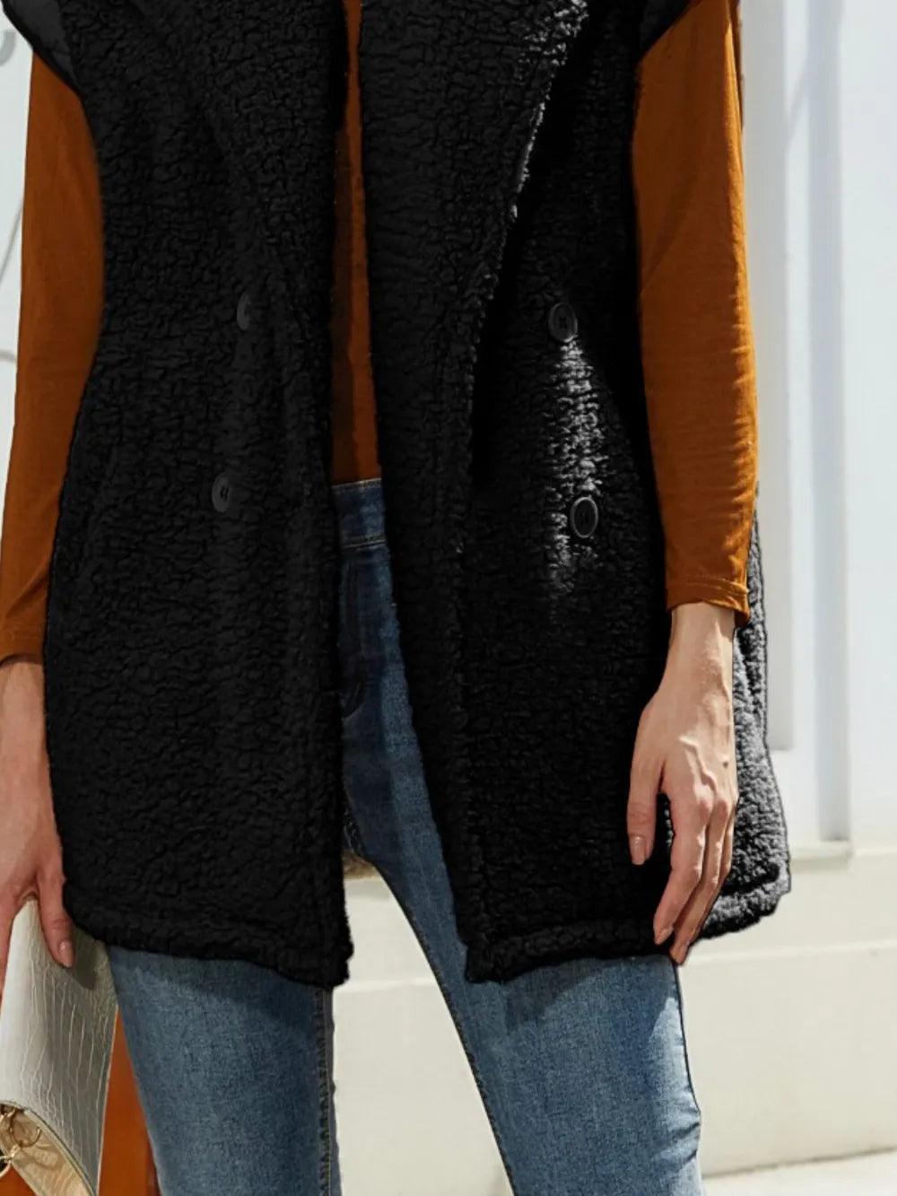 Collared Neck Button Up Vest Coat