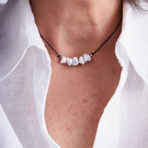 White Howlite Stone Necklace | Natural Stone