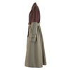 Color blocking patchwork windbreaker women's lace up waist cinched long jacket coat