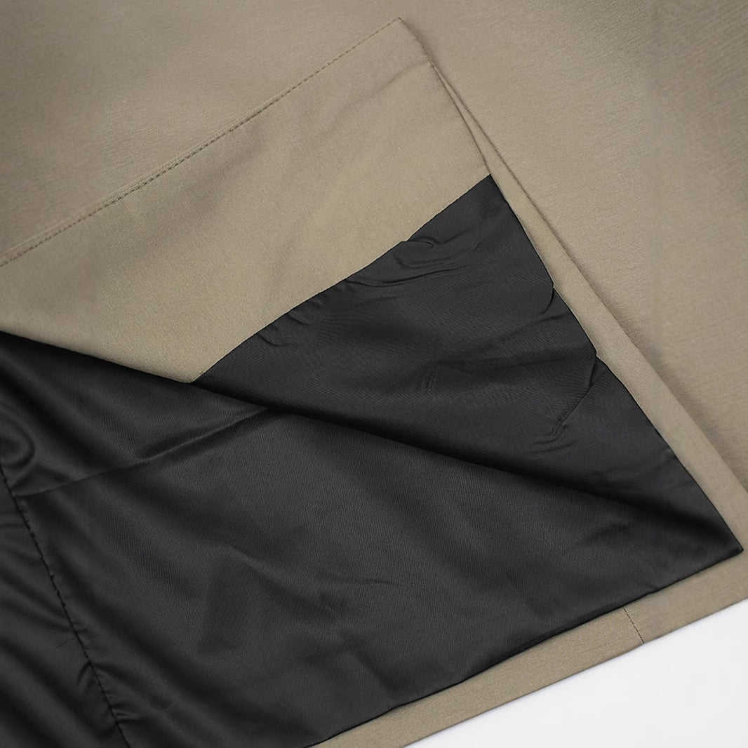 Color blocking patchwork windbreaker women's lace up waist cinched long jacket coat