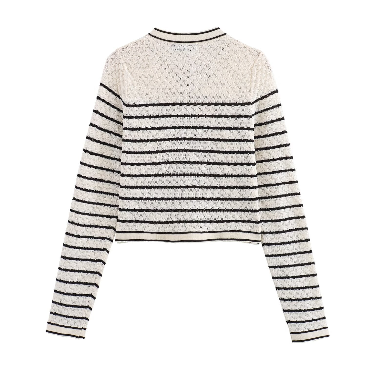 Color blocking striped women's knitted sweater top+striped hollow knitted skirt set for women