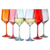 Colored Wine Glass Set, Large 12 oz Glasses Set of 6, Unique Italian Style Tall Stemmed for White& Red Wine, Water, Margarita Glasses, Color Tumbler, Gifts, Viral Beautiful Glassware - Dinner Party