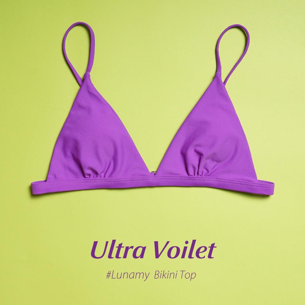 Colorful Bikini Thong Swimwear Women Swimsuit Top And Bottoms T-Back Brazilian Swimming Women's Strappy Triangle Bikini Sets High Cut Cheeky Thong Bottom Swimsuits