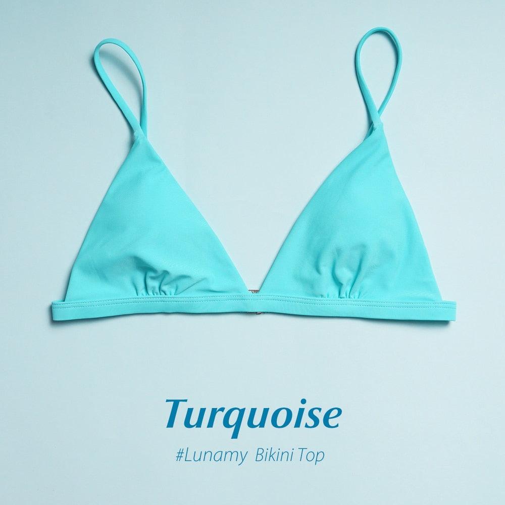 Colorful Bikini Thong Swimwear Women Swimsuit Top And Bottoms T-Back Brazilian Swimming Women's Strappy Triangle Bikini Sets High Cut Cheeky Thong Bottom Swimsuits