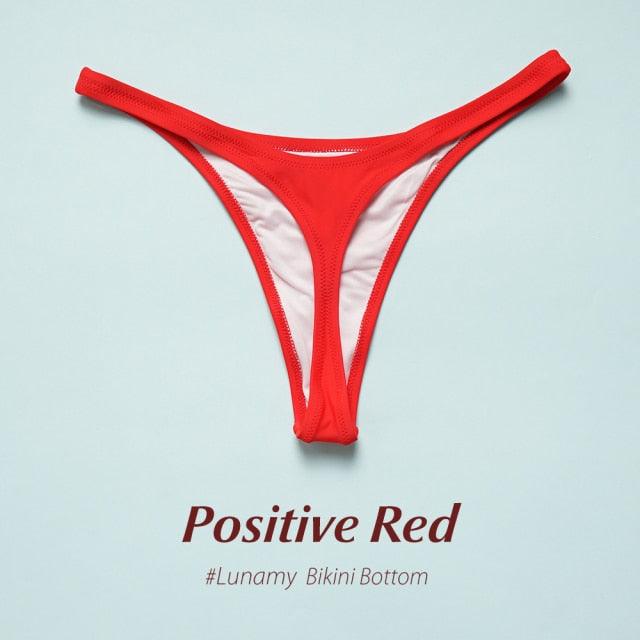 Colorful Bikini Thong Swimwear Women Swimsuit Top And Bottoms T-Back Brazilian Swimming Women's Strappy Triangle Bikini Sets High Cut Cheeky Thong Bottom Swimsuits