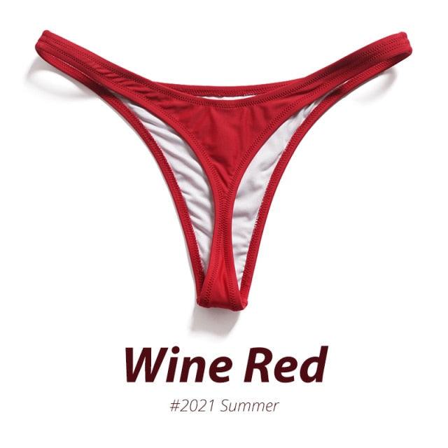 Colorful Bikini Thong Swimwear Women Swimsuit Top And Bottoms T-Back Brazilian Swimming Women's Strappy Triangle Bikini Sets High Cut Cheeky Thong Bottom Swimsuits