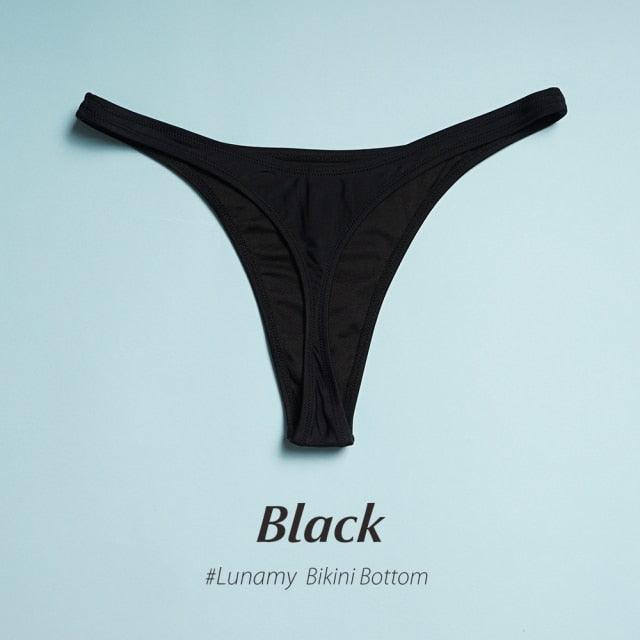 Colorful Bikini Thong Swimwear Women Swimsuit Top And Bottoms T-Back Brazilian Swimming Women's Strappy Triangle Bikini Sets High Cut Cheeky Thong Bottom Swimsuits