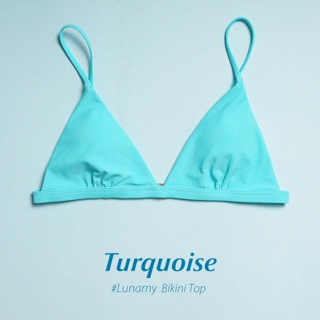 Colorful Bikini Thong Swimwear Women Swimsuit Top And Bottoms T-Back Brazilian Swimming Women's Strappy Triangle Bikini Sets High Cut Cheeky Thong Bottom Swimsuits