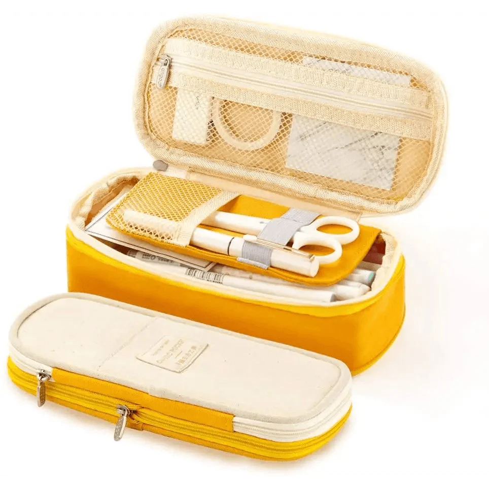 Colorful Pencil Organizer Pouch Pen Holder School Supplies Portable Travel Simple Storage Box Easy Grip Handle