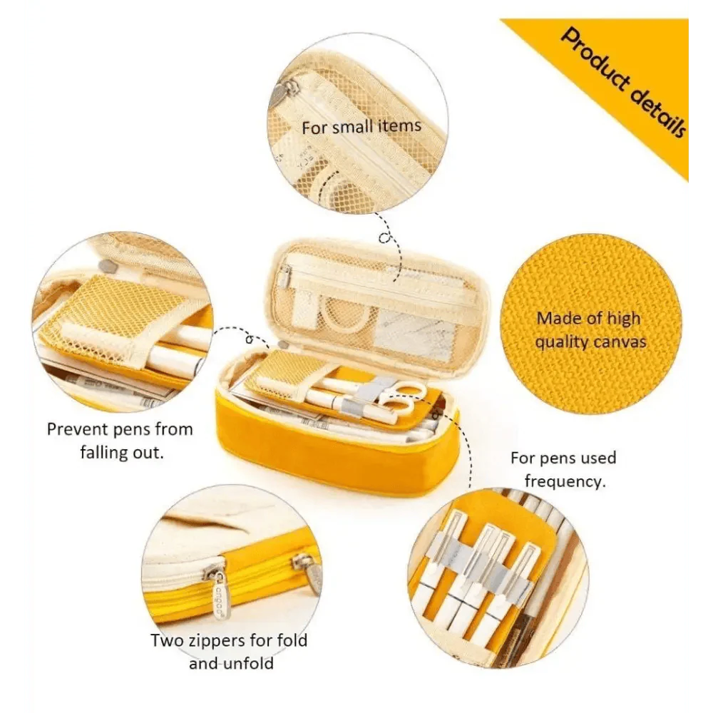 Colorful Pencil Organizer Pouch Pen Holder School Supplies Portable Travel Simple Storage Box Easy Grip Handle