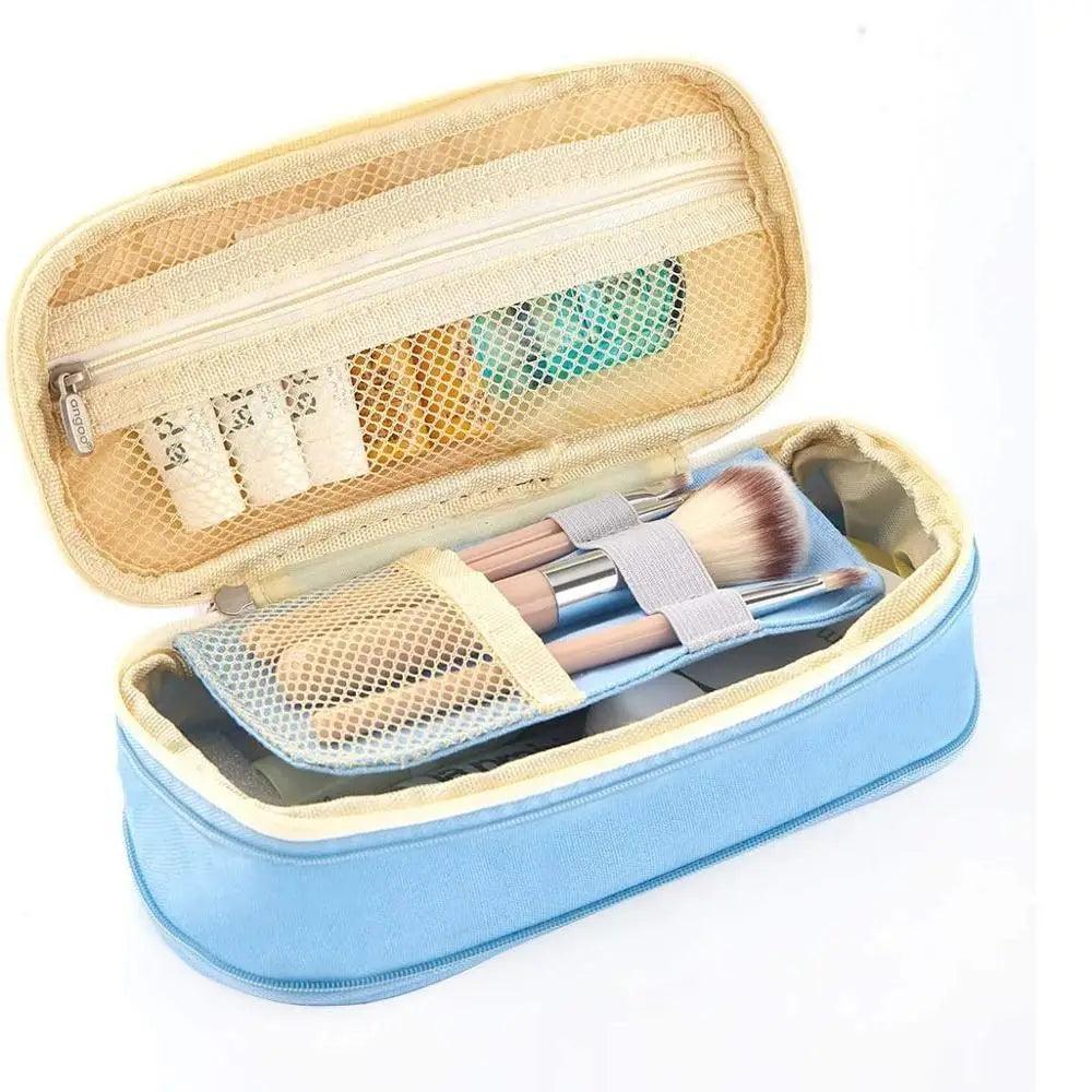 Colorful Pencil Organizer Pouch Pen Holder School Supplies Portable Travel Simple Storage Box Easy Grip Handle