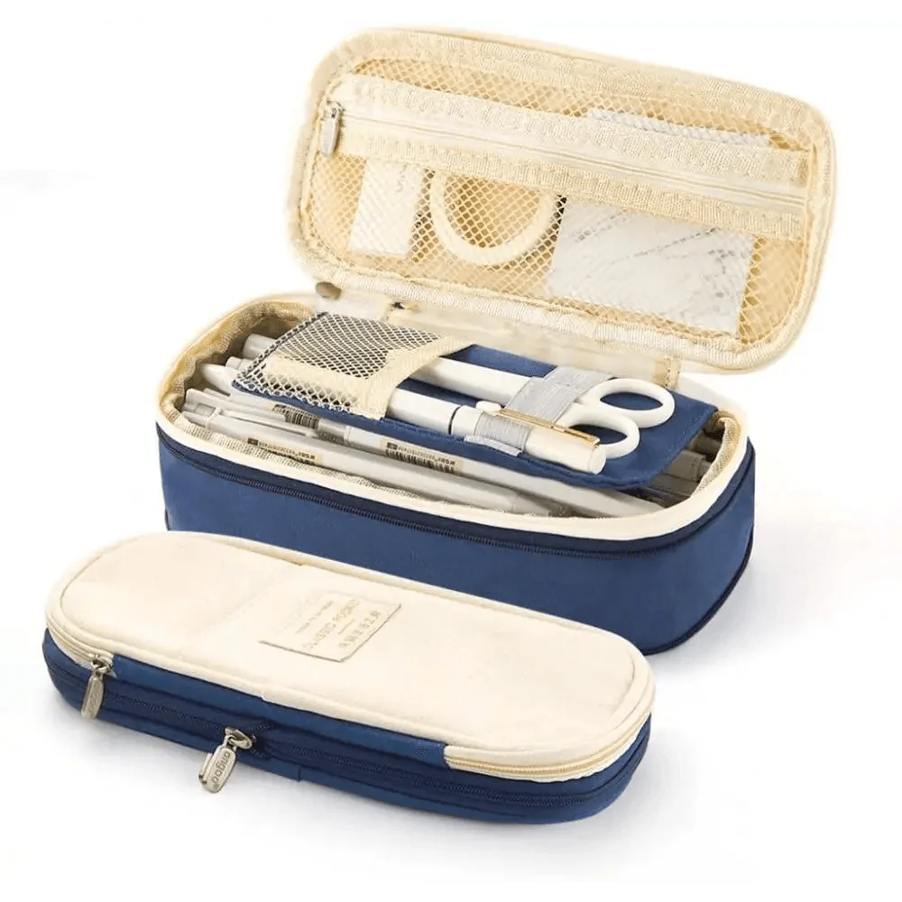 Colorful Pencil Organizer Pouch Pen Holder School Supplies Portable Travel Simple Storage Box Easy Grip Handle