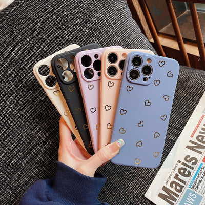 Colorful Silicone Case Soft Protection Cute Pattern Cute Little Heart Phone Case For iPhone 14 Pro Max 13 12 11 X XR XS Max 7 8 Plus Silicone Camera Back Case Cover