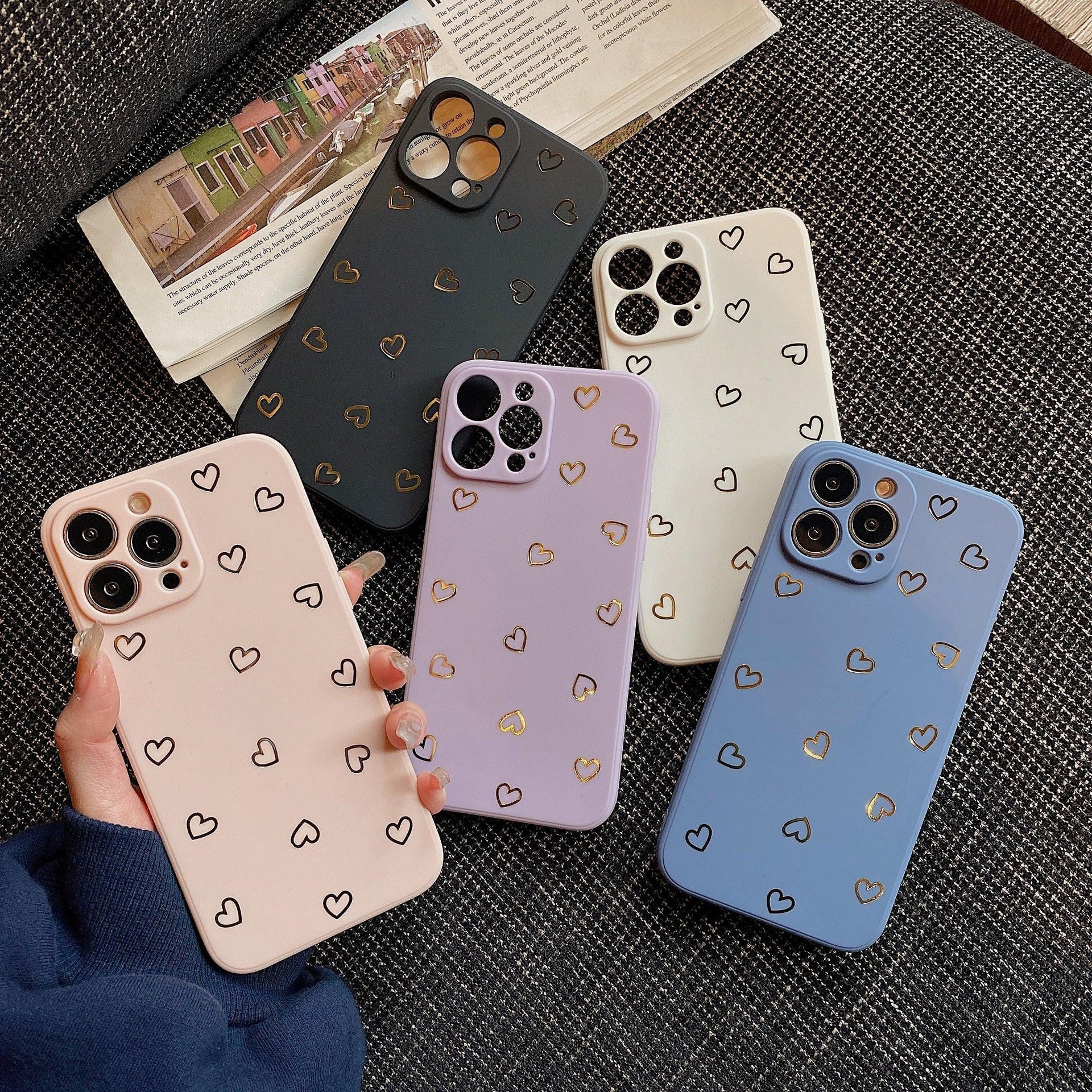 Colorful Silicone Case Soft Protection Cute Pattern Cute Little Heart Phone Case For iPhone 14 Pro Max 13 12 11 X XR XS Max 7 8 Plus Silicone Camera Back Case Cover