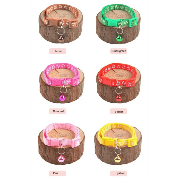 Colorful Super Soft Nylon Pet Adjustable Collars Cute Print Collar Stylish Footprint Pets Necklace Collars For Dogs