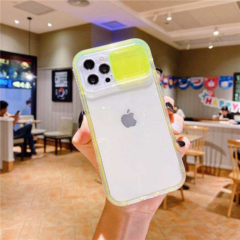 Colorful Translucent Slide Camera Lens Protection Shockproof Phone Case for iPhone Transparent Shockproof Phone Case For iPhone 13 12 11 Pro Max XR XS Max Slide Camera Lens Protection Clear Back Cover