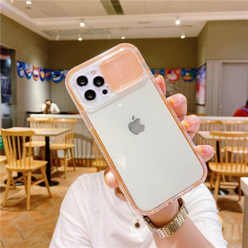 Colorful Translucent Slide Camera Lens Protection Shockproof Phone Case for iPhone Transparent Shockproof Phone Case For iPhone 13 12 11 Pro Max XR XS Max Slide Camera Lens Protection Clear Back Cover